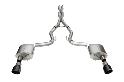 Corsa Xtreme 3.0in Cat-Back Exhaust 4.5in Black Slash Tips | 2024+ Mustang GT Coupe (w/o Active Valves) - 21250BLK