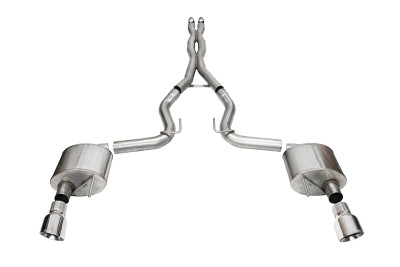 Corsa Xtreme 3.0in Cat-Back Exhaust 4.5in Polished Slash Tips | 2024+ Mustang GT Coupe (w/o Active Valves) - 21250