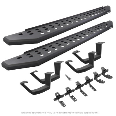 Go Rhino 2022-2024 Toyota Tundra Crew Max Kit w/RB20 Running Board + Brkts + 4 RB20 Drop Steps - Tex. Blk