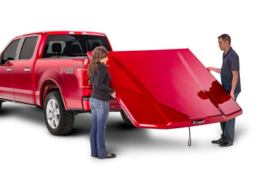 Undercover Hard Folding Tonneau Cover, Aluminum Panels - 2021-2026 Ford F-150 Ext/Crew Cab 6.5ft - Lead Foot Gray - UC2218L-JX