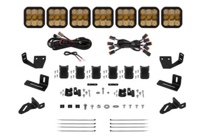 Diode Dynamics Prinsu/Sherpa Roof Racks- SS5 7-Pod CrossLink Mounting Kit - Pro Yellow Combo