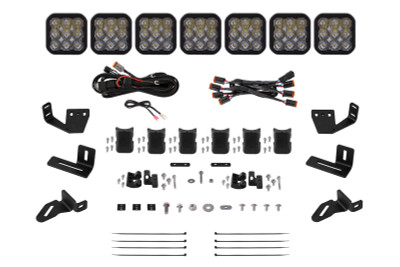 Diode Dynamics Prinsu/Sherpa Roof Racks- SS5 7-Pod CrossLink Mounting Kit Sport White Driving