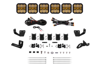 Diode Dynamics Prinsu/Sherpa Roof Racks- SS5 6-Pod CrossLink Mounting Kit Pro Yellow Combo