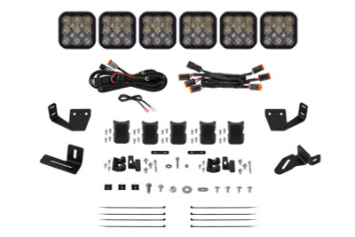 Diode Dynamics Prinsu/Sherpa Roof Rack SS5 6-Pod CrossLink Mounting Kit - Sport White Driving
