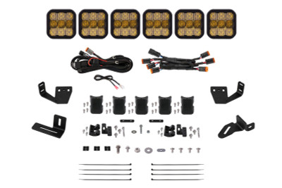 Diode Dynamics Prinsu/Sherpa Roof Racks SS5 6-Pod CrossLink Mounting Kit - Sport Yellow Combo