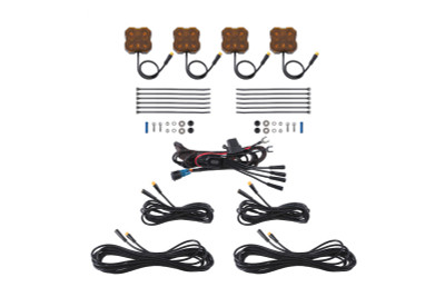 Diode Dynamics Stage Series Single Color LED Rock Light - Amber M8 (4-pack)