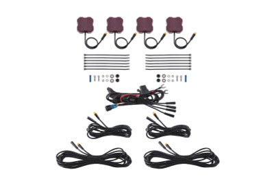 Diode Dynamics Stage Series Single Color LED Rock Light - Red M8 (4-pack)