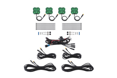 Diode Dynamics Stage Series Single Color LED Rock Light - Green M8 (4-pack)
