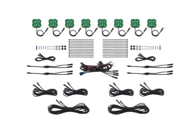 Diode Dynamics Stage Series Single Color LED Rock Light - Green M8 (8-pack)