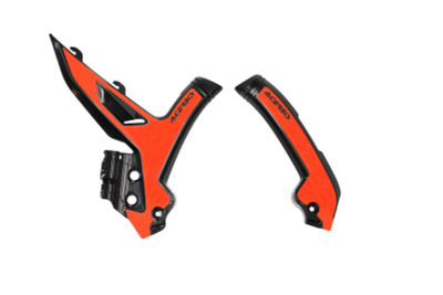 Acerbis 2023+ KTM EXC-F/ SX/ SX-F/ XC/ XC-F/ XC-W/ XCF-W Frame Guards- X-Grip - Black/16 Orange