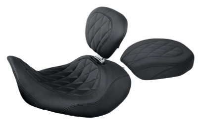 Mustang Motorcycle 06-17 Harley Davidson Dyna Wide Tripper Forward Passenger Seat Diamond Stitch - Black