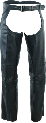 River Road Longhaul Leather Chaps Black - 2XL - Motorcycle / Biker / Racing Gear