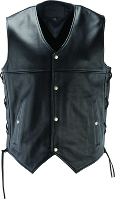 River Road Old Skool Leather Vest Black - Medium - Motorcycle / Biker / Racing Gear