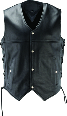River Road Old Skool Leather Vest Black - XL - Motorcycle / Biker / Racing Gear