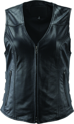 River Road Plains Leather Vest Black Womens - Medium - Motorcycle / Biker / Racing Gear