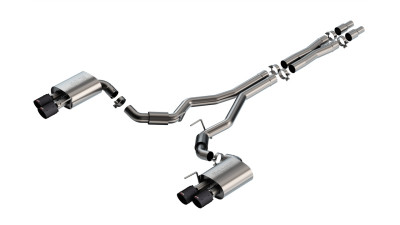 Borla 2024-2025 Ford Mustang GT 5.0L V8 3 in S-Type Catback Non-Active Exhaust- Carbon Fiber Quad Tip