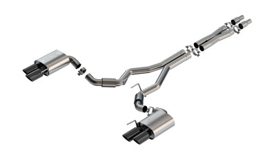 Borla 2024-2025 Ford Mustang GT 5.0L V8 3 in ATAK Catback Non-Active Exhaust- Black Chrome Quad Tip