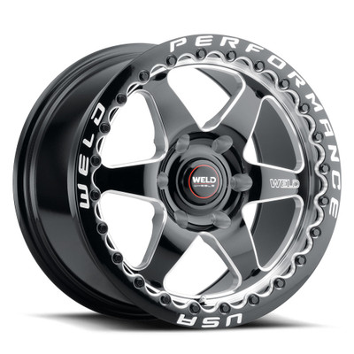 WELD Ventura 6 Beadlock Drag Gloss Black Wheel with Milled Spokes 17x9.5 | 6x127 BC (6x5) | +35 Offset | 6.625 Backspacing - S90979581P35  for 2006, 2007, 2008, 2009 Chevrolet TrailBlazer SS
