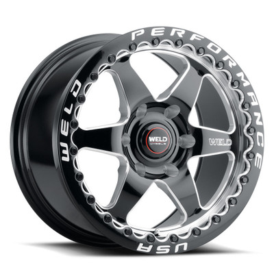 WELD Ventura 6 Beadlock Drag Gloss Black Wheel with Milled Spokes 15x10 | 6x139.7 BC (6x5.5) | +38 Offset | 7.00 Backspacing - S909B0084P38 for 1999, 2000, 2001, 2002, 2003, 2004, 2005, 2006, 2007, 2008, 2009, 2010, 2011, 2012, 2013, 2014, 2015, 2016, 2017, 2018, 2019, 2020, 2021, 2022, 2023, 2024 Chevrolet Silverado 1500, GMC Sierra 1500.