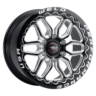 WELD Laguna 6 Beadlock Drag Gloss Black Wheel with Milled Spokes 17x10 | 6x139.7 BC (6x5.5) | +25 Offset | 6.50 Backspacing - S90370084P25 for 1999, 2000, 2001, 2002, 2003, 2004, 2005, 2006, 2007, 2008, 2009, 2010, 2011, 2012, 2013, 2014, 2015, 2016, 2017, 2018, 2019, 2020, 2021, 2022, 2023, 2024 Chevrolet Silverado 1500, GMC Sierra 1500.