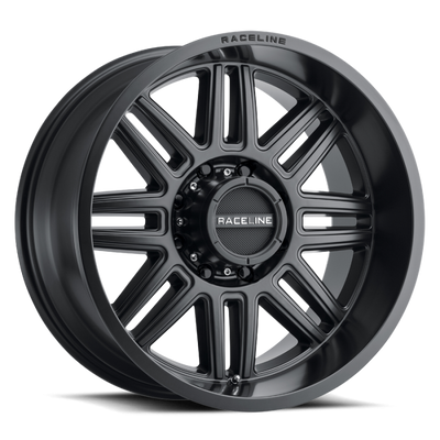 Raceline 948B Split Satin Black Wheel 17x9 | 8x180 BC | +18 Offset - fits Chevrolet Silverado 2500HD 2011-2026, Chevrolet Silverado 3500HD SRW 2011-2026, GMC Sierra 2500HD 2011-2026, GMC Sierra 3500HD SRW 2011-2026