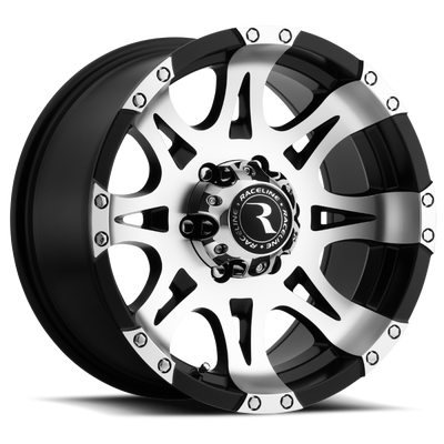 Raceline 982 Raptor 16x8in / 8x170 BP / 0mm Offset / 130.81mm Bore - Black & Machined Wheel