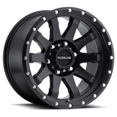 Raceline 934B Clutch Satin Black Wheel 20x9 | 8x170 BC | +12 Offset - fits Ford F-250 Super Duty 1999-2026, Ford F-350 Super Duty SRW 1999-2026, Ford Excursion 2000-2005