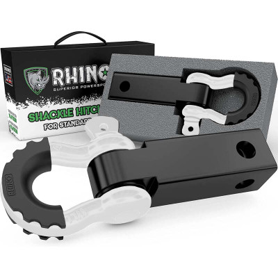 Rhino USA Shackle Hitch Receiver with D-Ring White recovery gear product photo