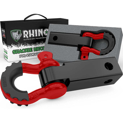 Rhino USA Shackle Hitch Receiver with D-Ring Red recovery gear product photo