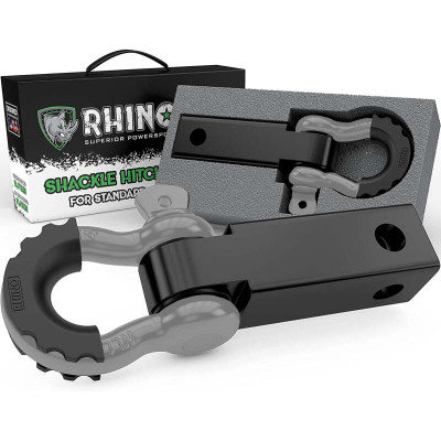 Rhino USA Shackle Hitch Receiver with D-Ring Gray recovery gear product photo
