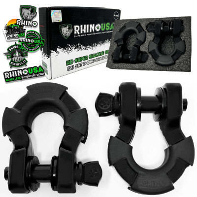 Rhino USA 8 Ton Super Shackle 2-Pack Matte Black recovery gear product photo
