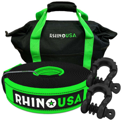 Rhino USA 30Ft Tow Strap and Shackles Combo Kit recovery gear product photo