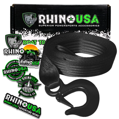 Rhino USA 2In x 20Ft Boat Winch Strap with Hook recovery gear product photo