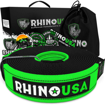 Rhino USA Recovery Tow Strap 2Inx20Ft (Black)