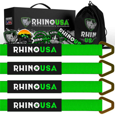 Rhino USA Axle Tie Down Straps (4-Pack) 2In X 38In - Green