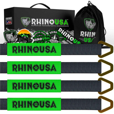Rhino USA Axle Tie Down Straps 4-Pack 2In x 38In Black recovery gear product photo
