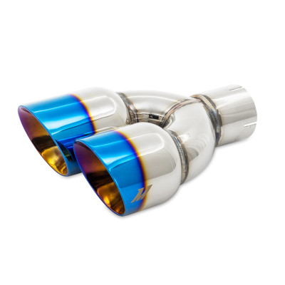 Mishimoto Exhaust Component | Dual Offset Tips 2.5in Inlet 3in Outlet Slash Cut - Burnt | MMEXH-TIP-FSTBT