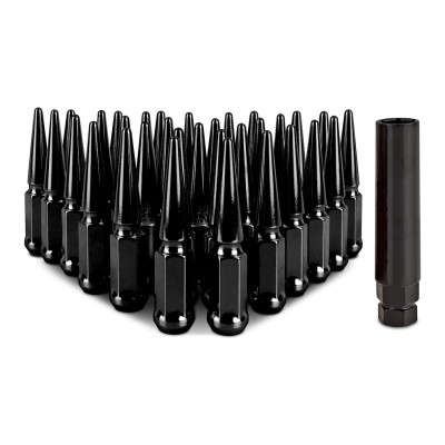 Mishimoto Lug Nuts, Black | Steel Spiked M14 x 1.5 32pc | MMLG-SP1415-32BK
