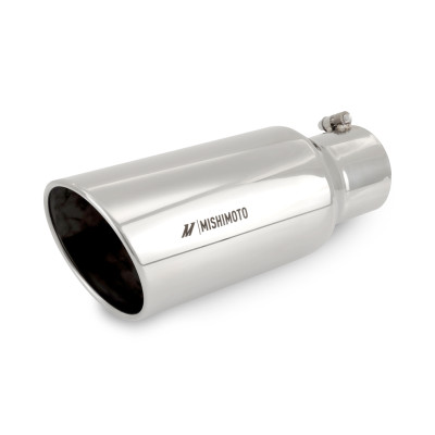 Mishimoto Exhaust Component, Polished | Universal Steel Muffler Tip 4in Inlet 6in Outlet | MMEXH-TIP-DSL46