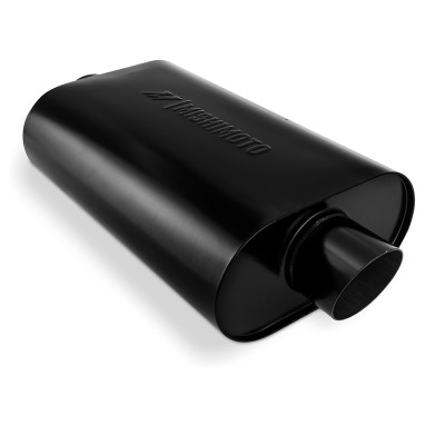 Mishimoto Performance Part, Black | Muffler with 2.5in Center Inlet/Outlet - Angled Tip | MMEXH-MF-AT-25CCBK