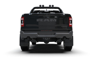 Rally Armor 2021-2024 Ram 1500 TRX | 2025-2026 RAM RHO Black UR Mud Flap - Metallic Black Logo