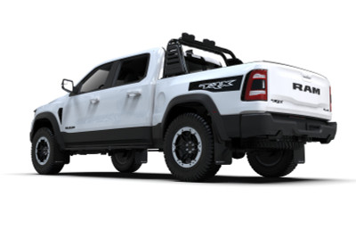 Rally Armor 2021-2024 Ram 1500 TRX | 2025-2026 RAM RHO Black UR Mud Flap - White Logo