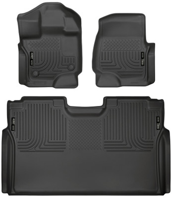 Husky Liners WeatherBeater Front & 2nd Row Seating Floor Liners, Black for 2015-2023 Ford F-150 SuperCrew - Part #94041