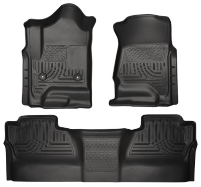 Husky Liners WeatherBeater Front & 2nd Row Seating Floor Liners, Black for 2014-2018 Chevrolet Silverado/GMC Sierra - Part #98231