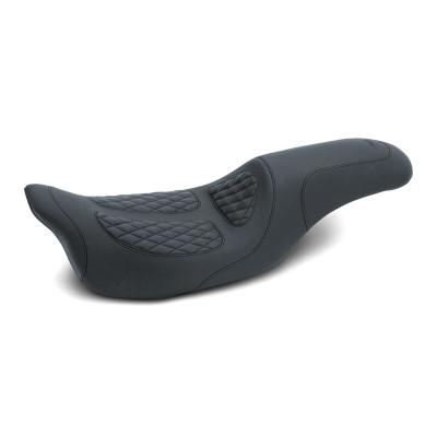Mustang Motorcycle 2008-2021 Harley Electra Glide, Rd Glide, Rd King, Str Glide Diamond Stitch One-Piece Seat Black product photo
