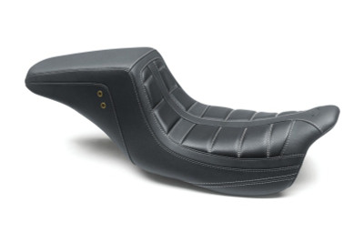 Mustang 08-21 HD Electra Glide,Rd Glide,Rd King,St Glide Squareback 1PC Seat - Black w/Gry Stitching