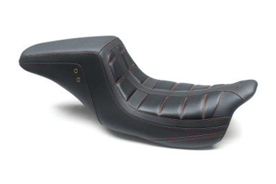 Mustang 08-21 HD Electra Glide,Rd Glide,Rd King,St Glide Squareback 1PC Seat - Black w/Red Stitching