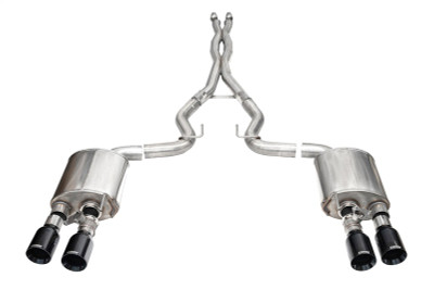 Corsa 2024-2025 Ford Mustang Dark Horse 5.0L 3in Dual Rear Cat-Back w/Twin 4.5in Black PVD Straight Tips