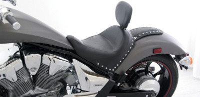 Mustang 10-21 Honda VT1300CX Fury Wide Touring Solo Seat w/Driver Backrest Studs - Black