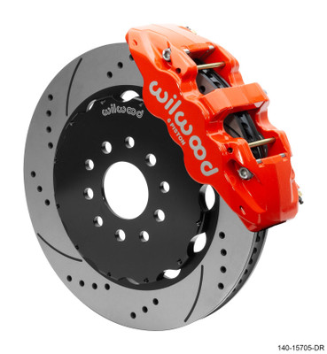 Wilwood AERO6 Front Big Brake Kit 14.00in Drilled Red Rotor - 97-13 Chevrolet Corvette C5/C6/Z06 - wil140-15705-DR